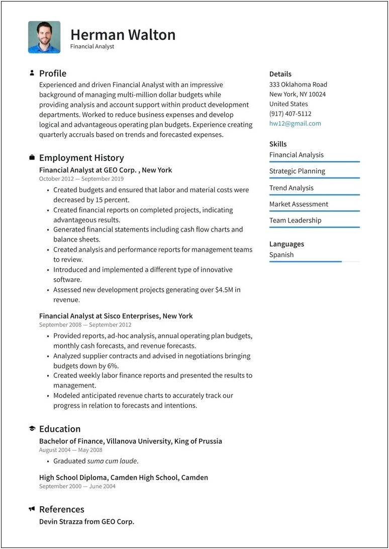 Resume Sample For English As Second Language