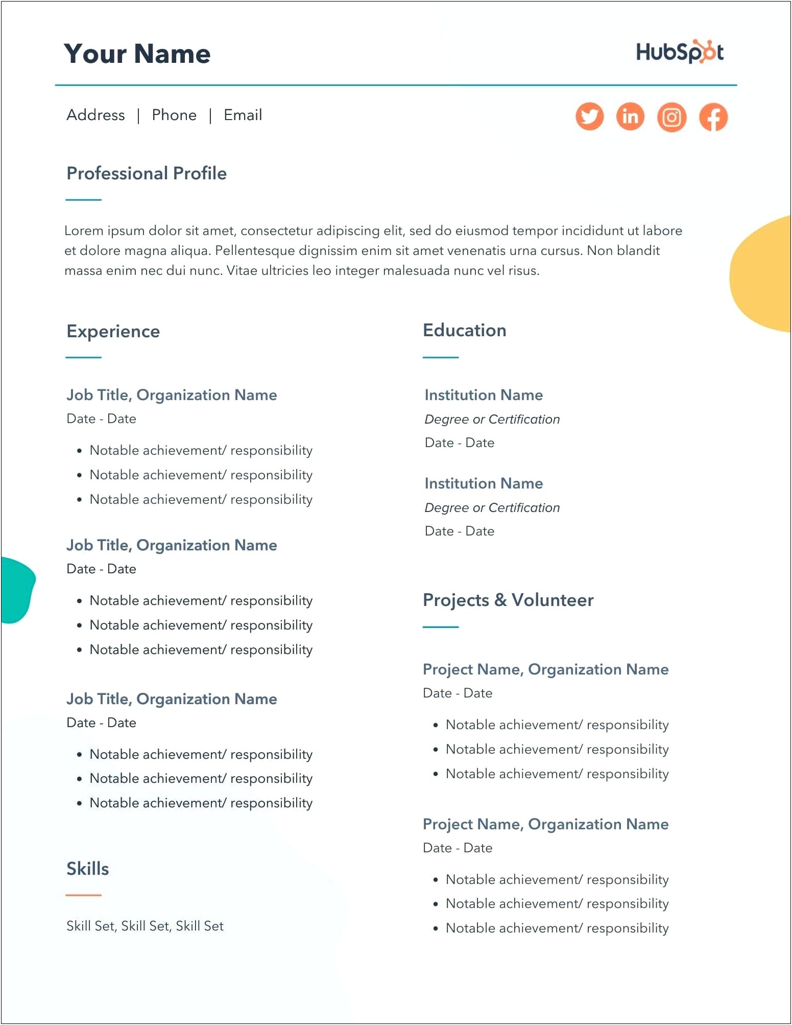 Resume Sample For Job Application Download