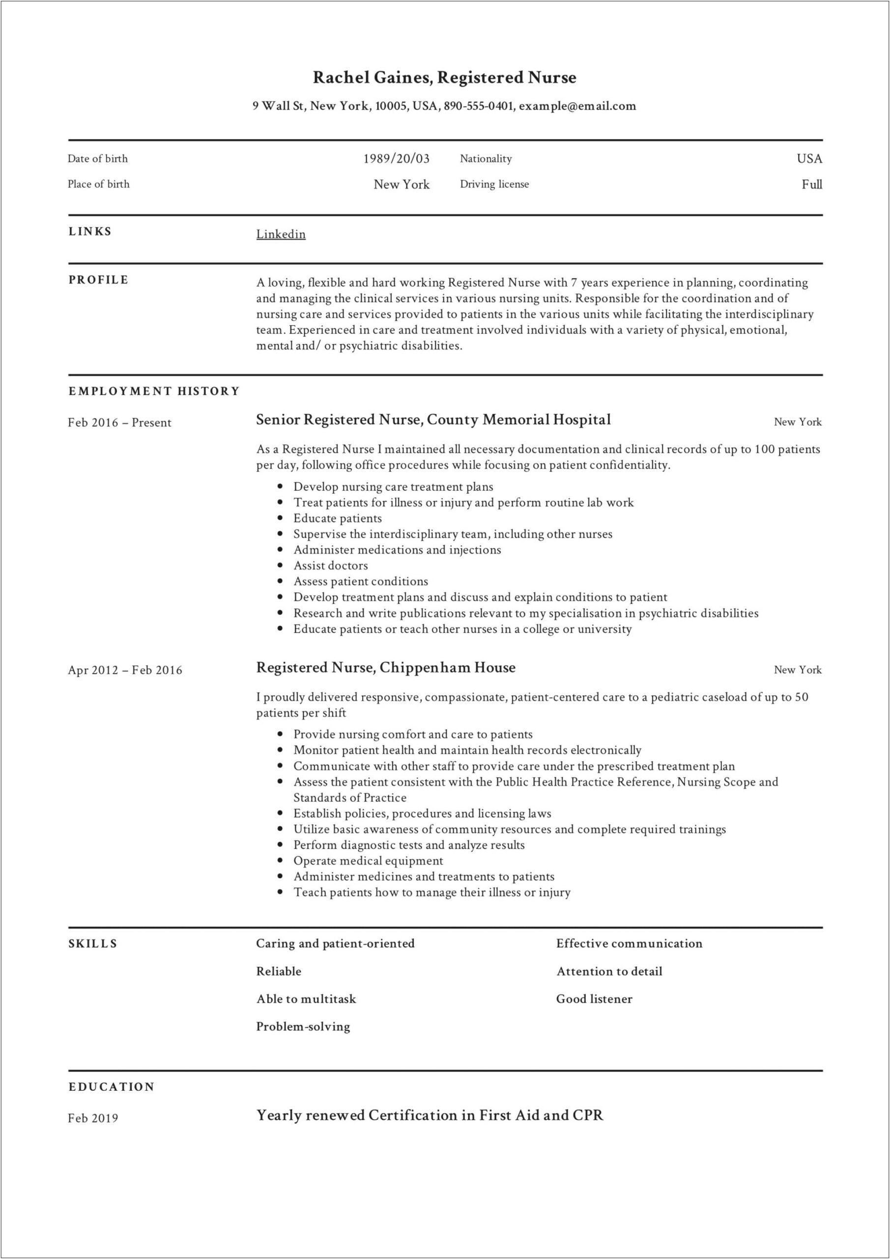 Resume Sample For Rn With No Experience 2019