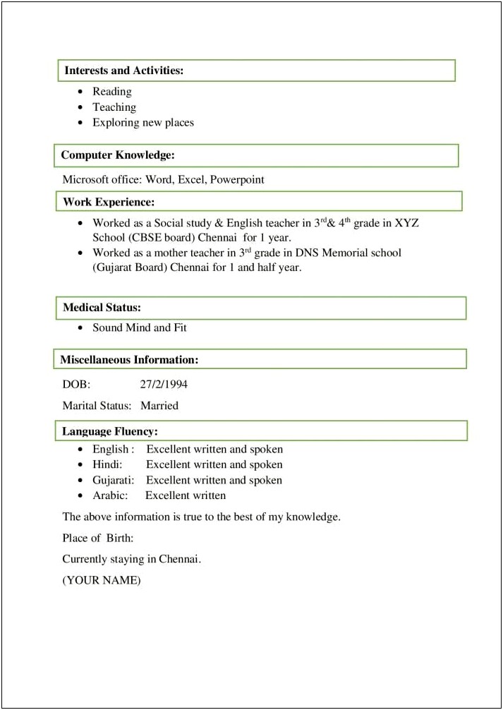 Resume Sample Of Ba In Arabic