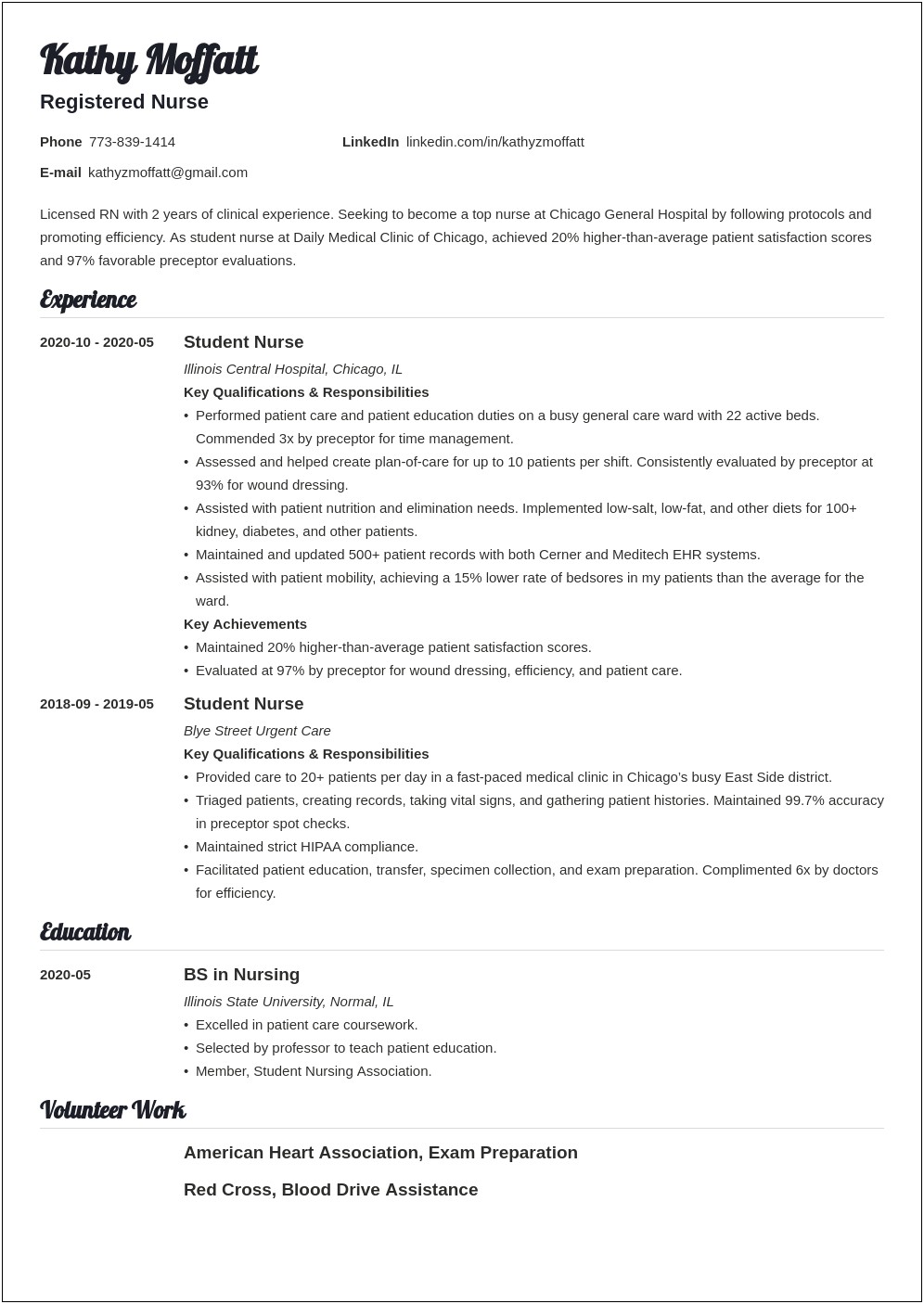 Resume Sample Professional Summary Registered Nurse