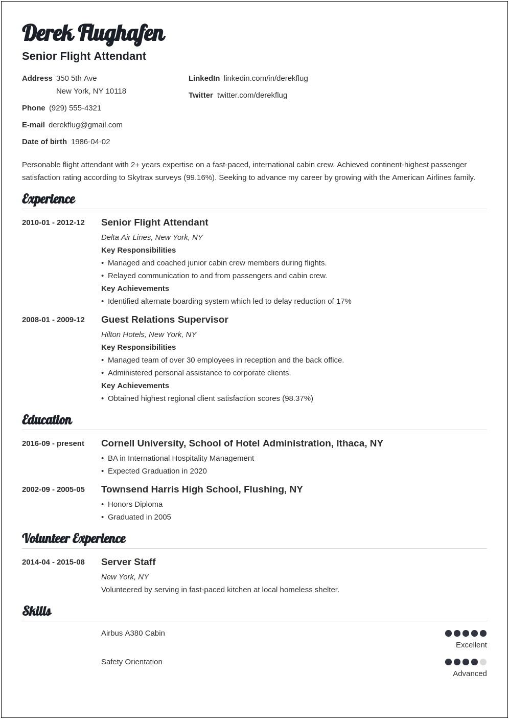 Resume Samples For Airport Job With No Experience