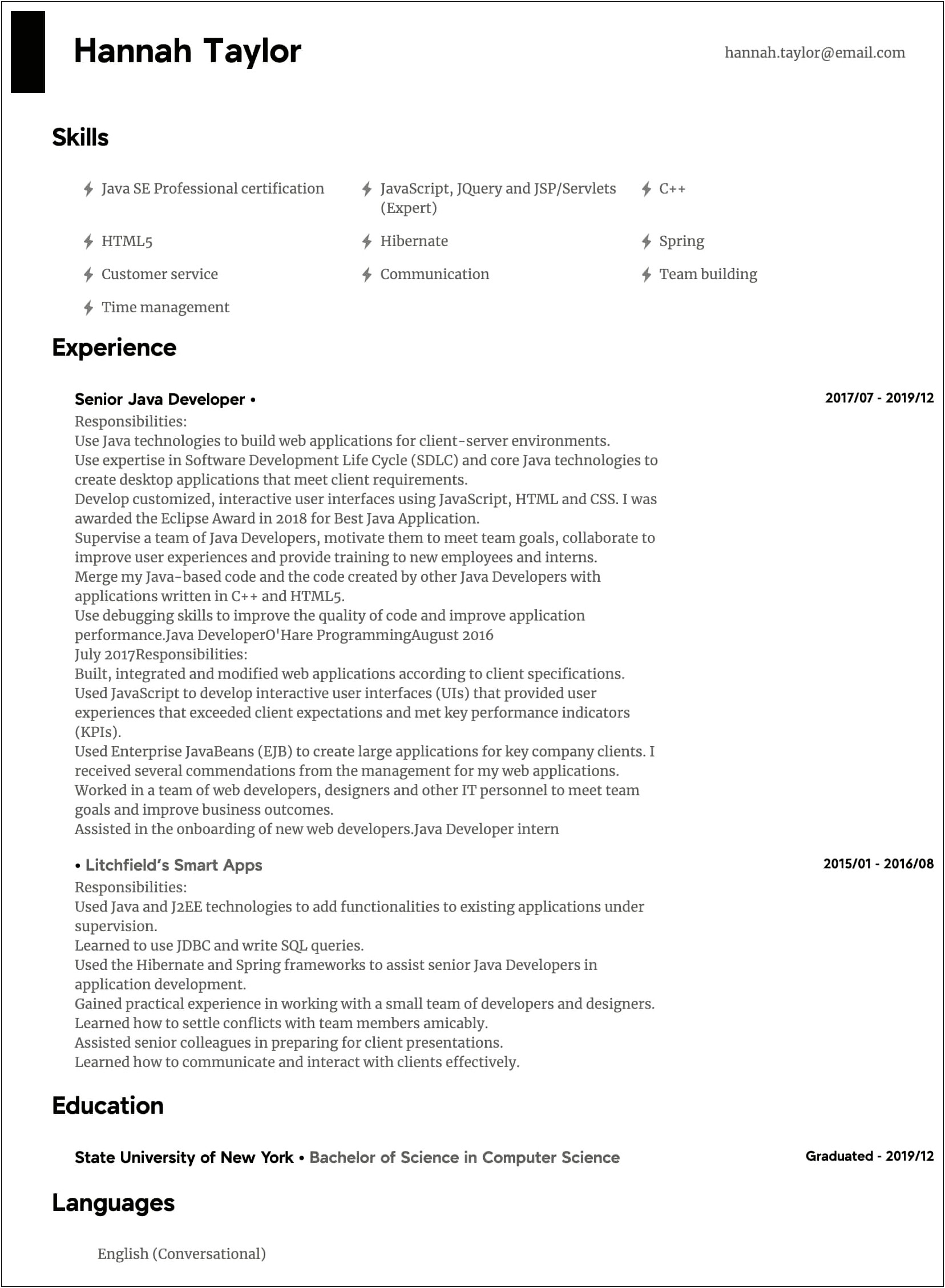 Resume Samples For Experienced It Professionals India