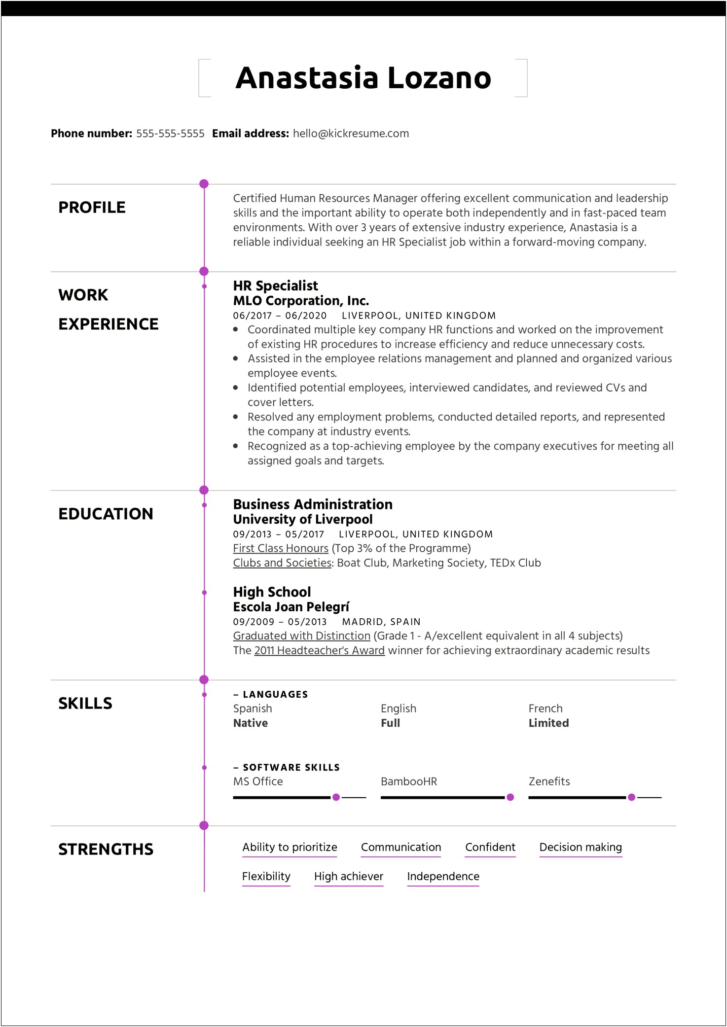 Resume Samples For Human Resources Specialist