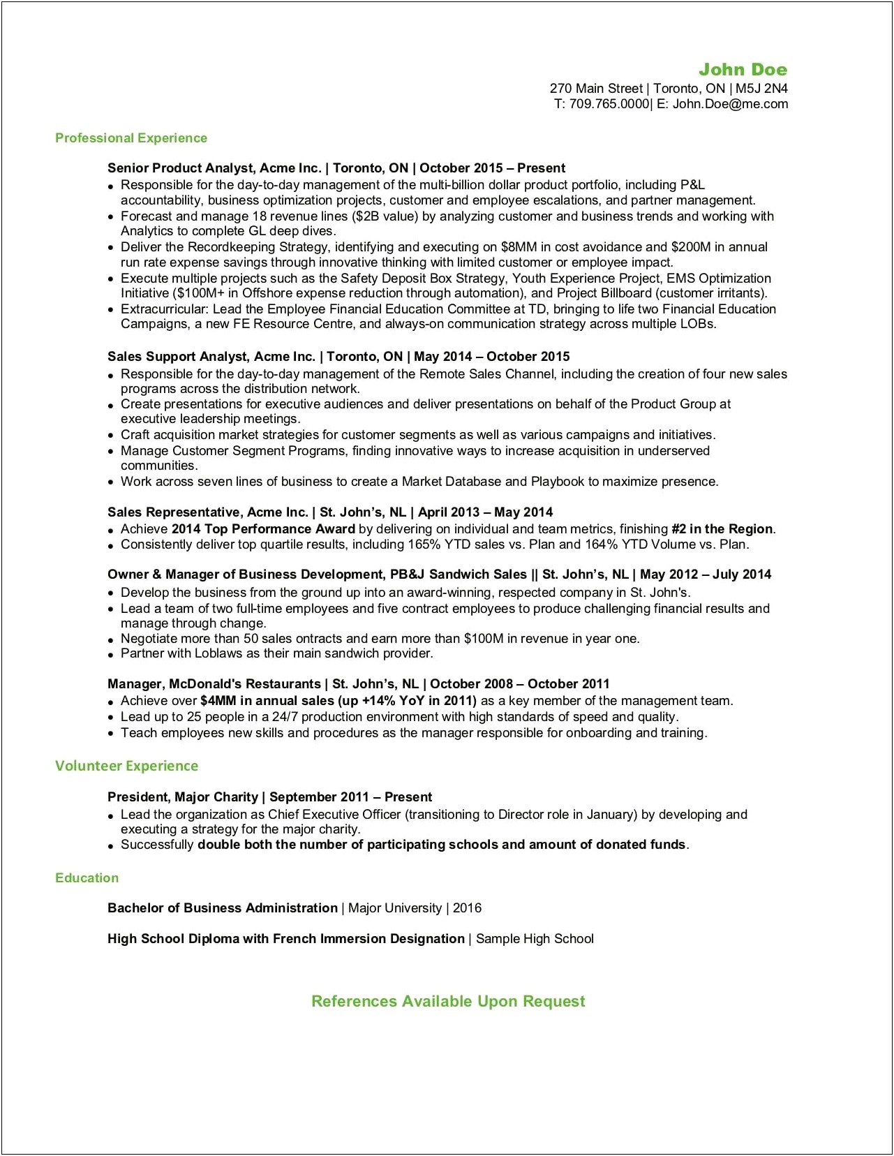 Resume Samples For Jobs In Canada