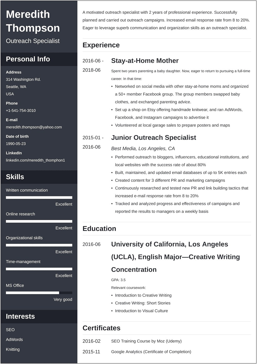 Resume Samples For Moms Returning To Workforce