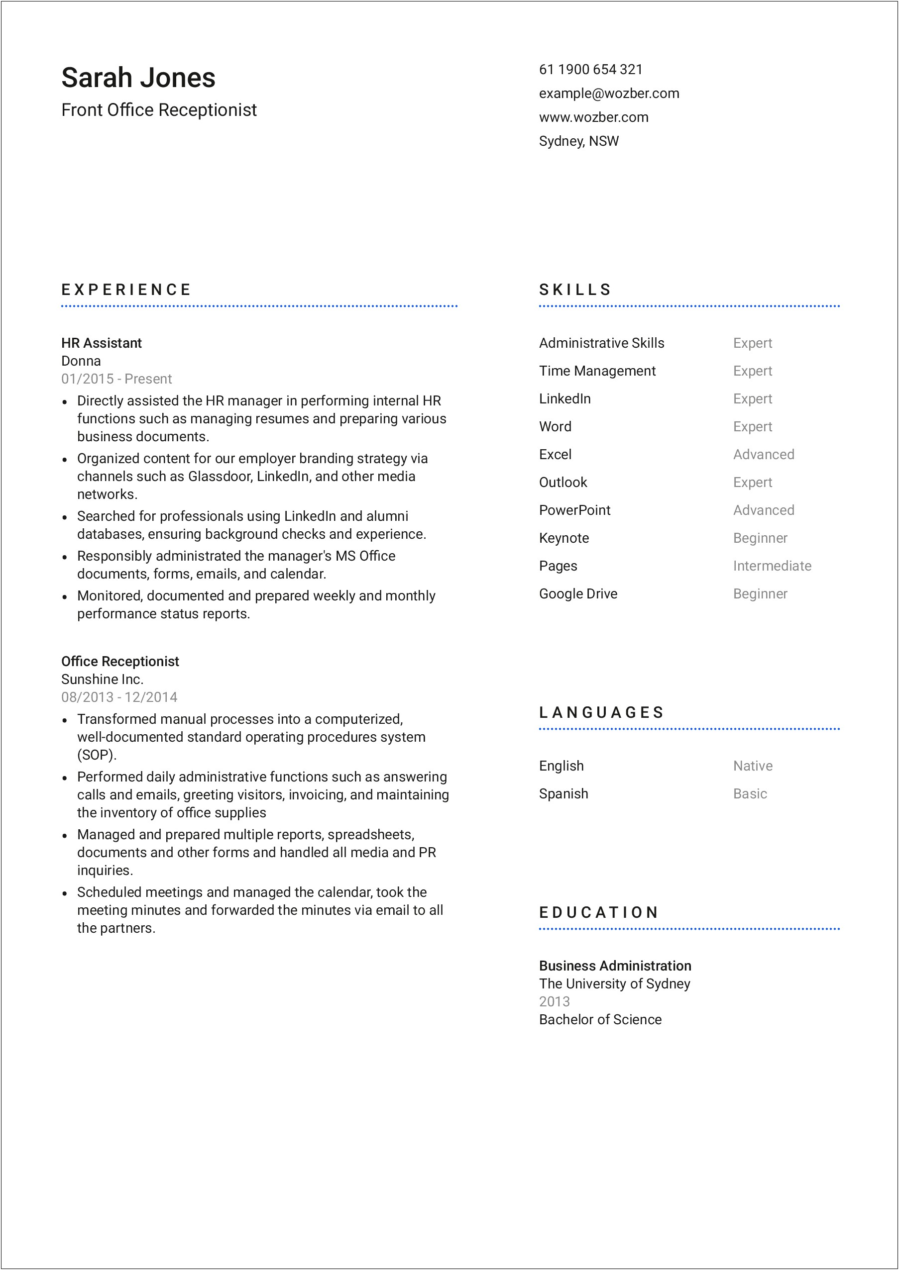 Resume Samples For Office Assistant Job