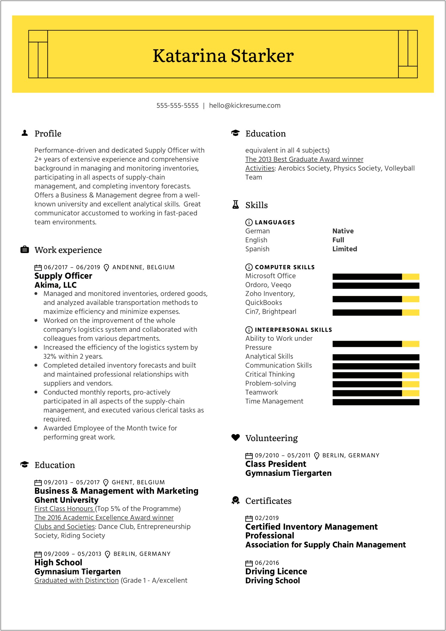 Resume Samples Of Supply Chain Management