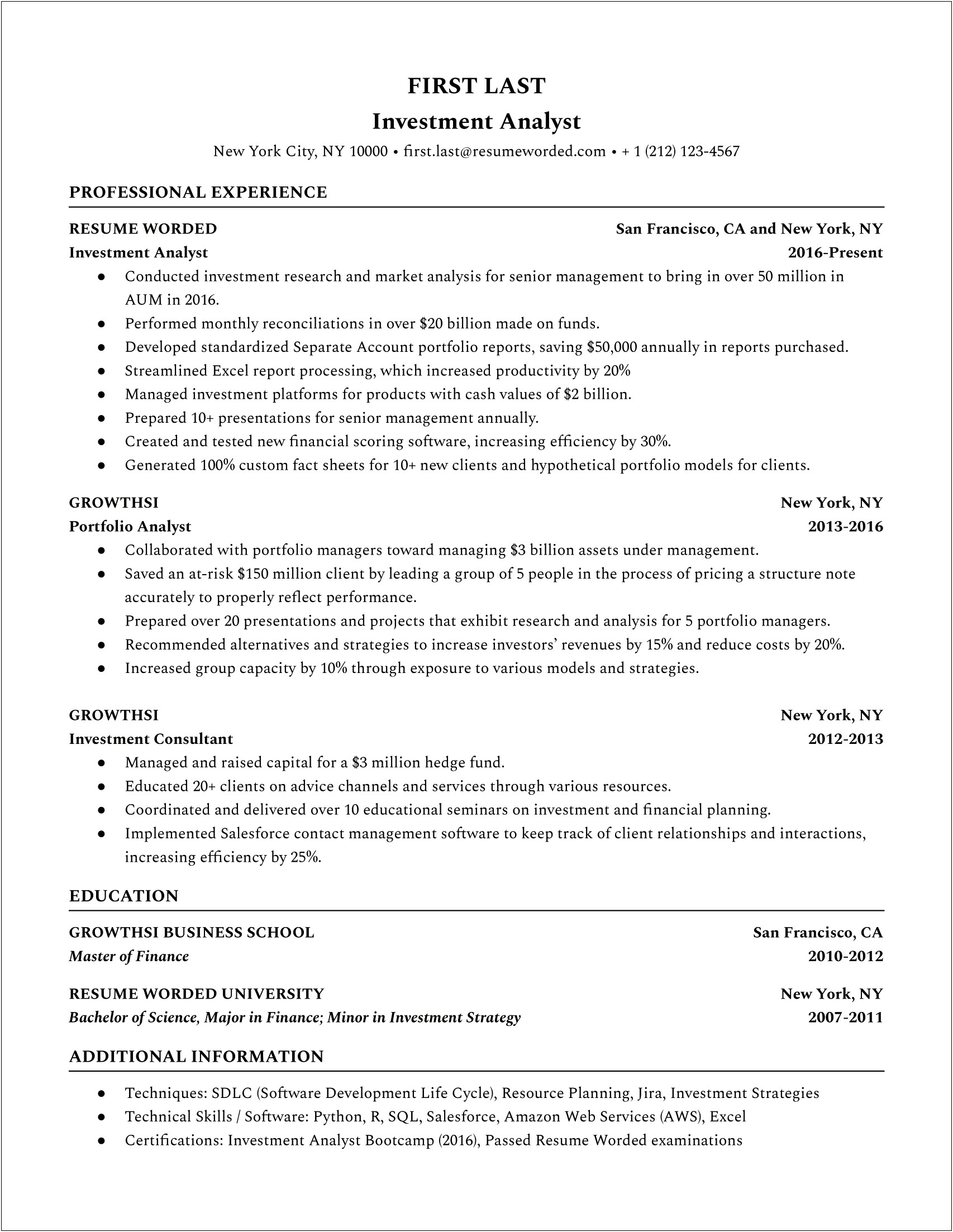 Resume Samples Senior Financial Analysts In Advertising