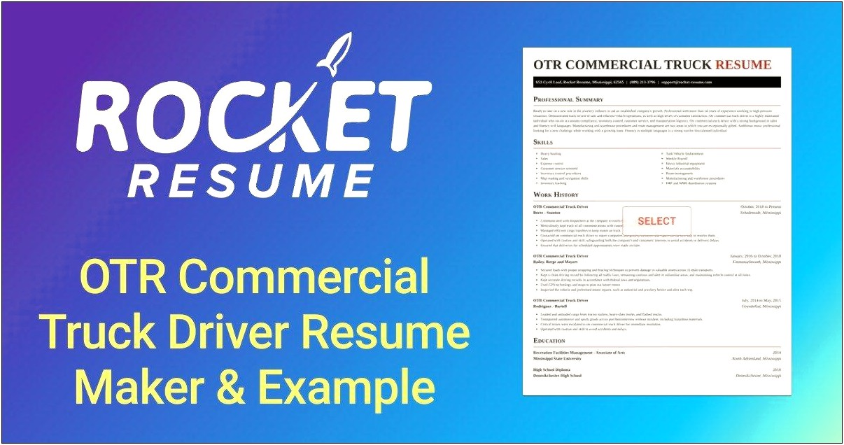 Resume Skill Of Driving Truck And Trailer