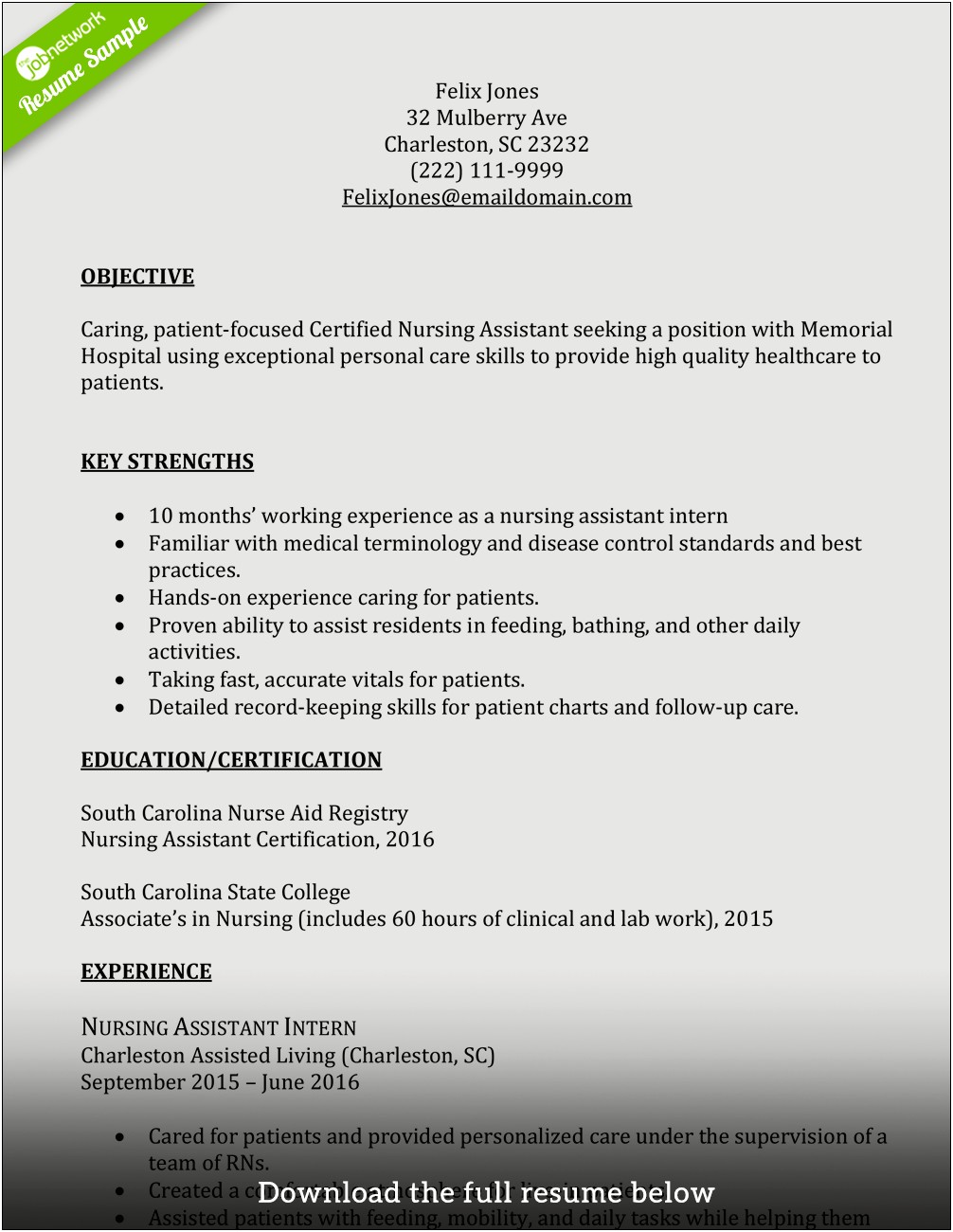 Resume Skills And Abilities Nursing Assistant
