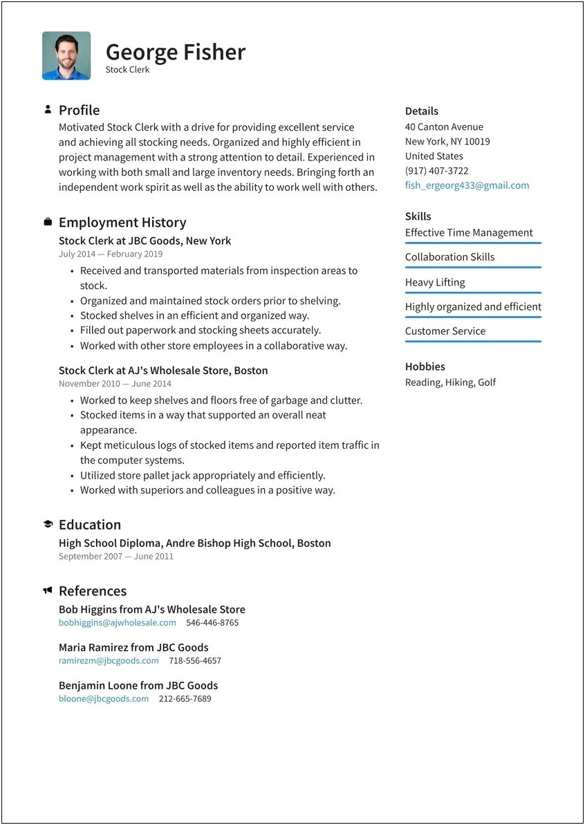 Resume Skills Examples For Grocery Clerck