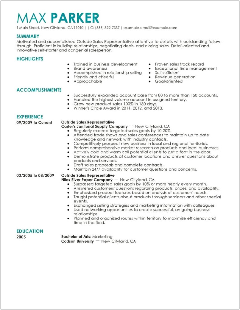 Resume Statesments About Managing External Reps