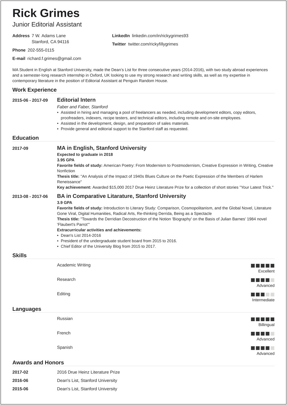 Resume Summary Examples Entry Level Retail