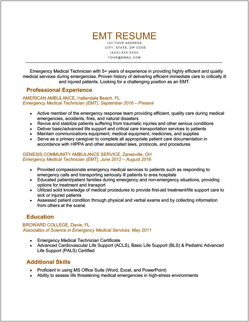 Resume Summary Examples For Healthcare Technicians