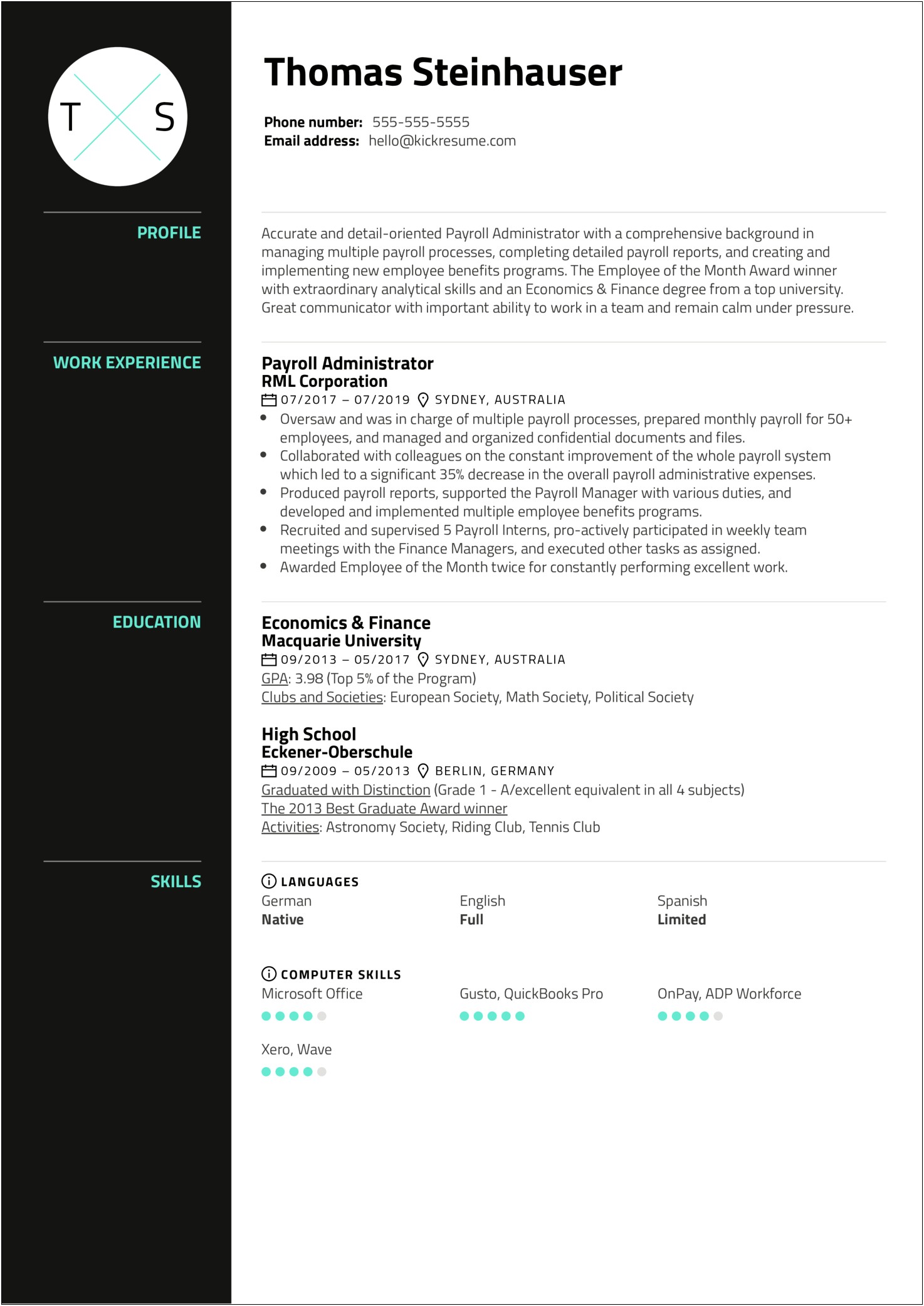 Resume Summary Examples For Payroll Specialist