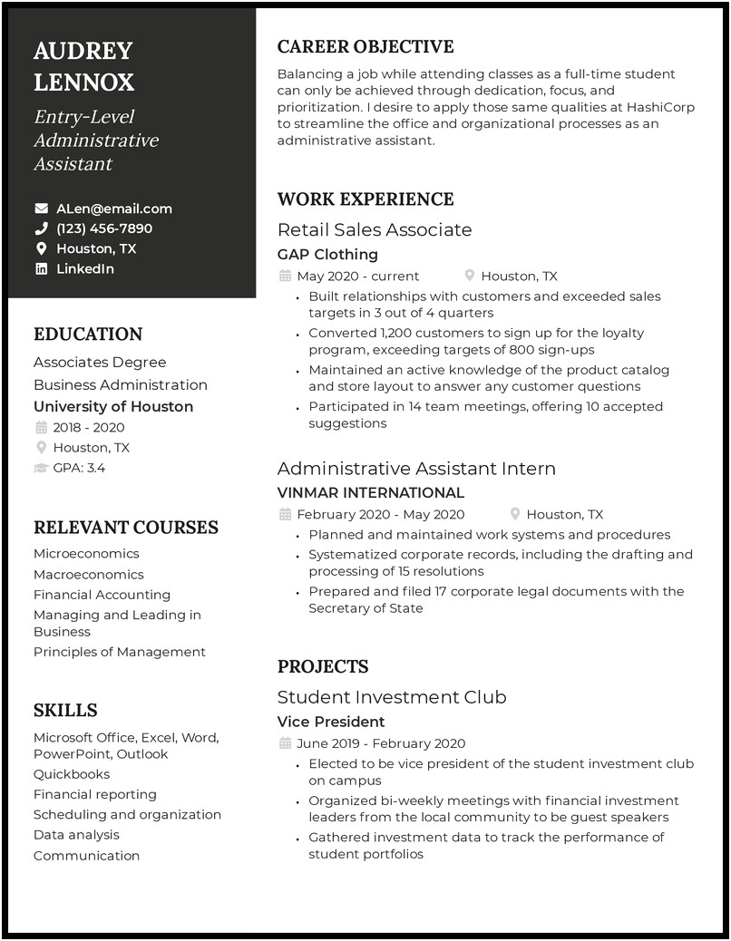 Resume Summary Examples For Personal Assistant