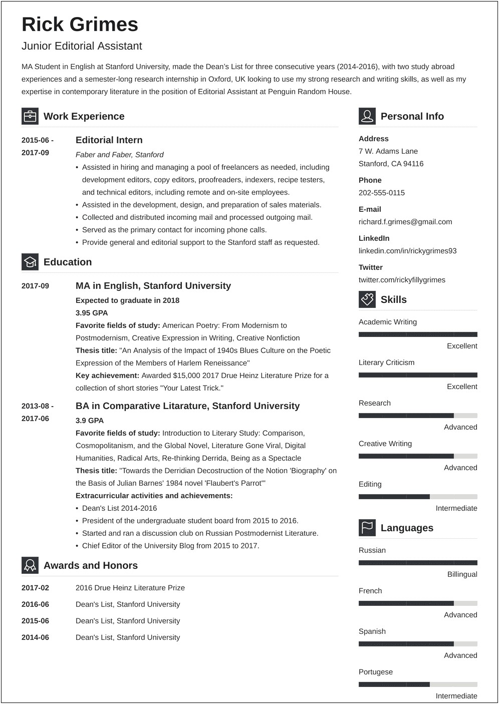 Resume Summary For Lower Level Job