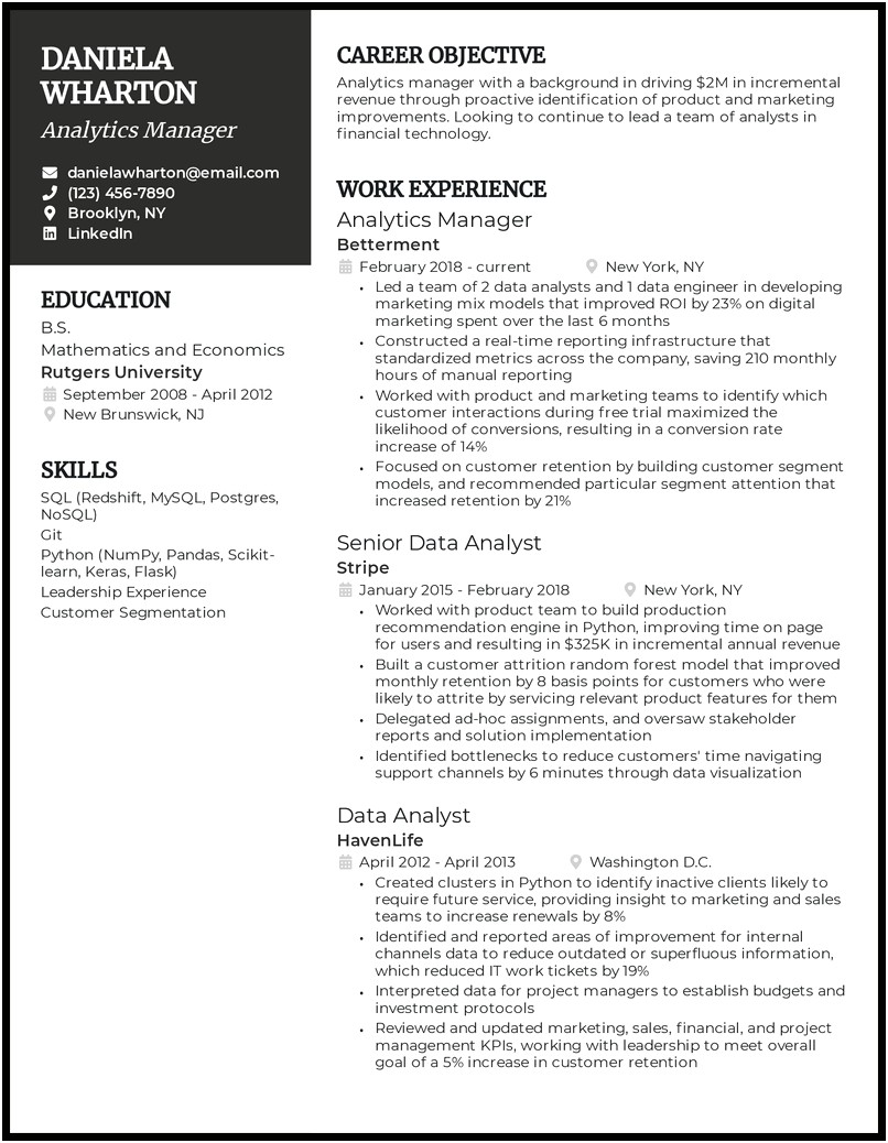 Resume Summary For No Work Experience