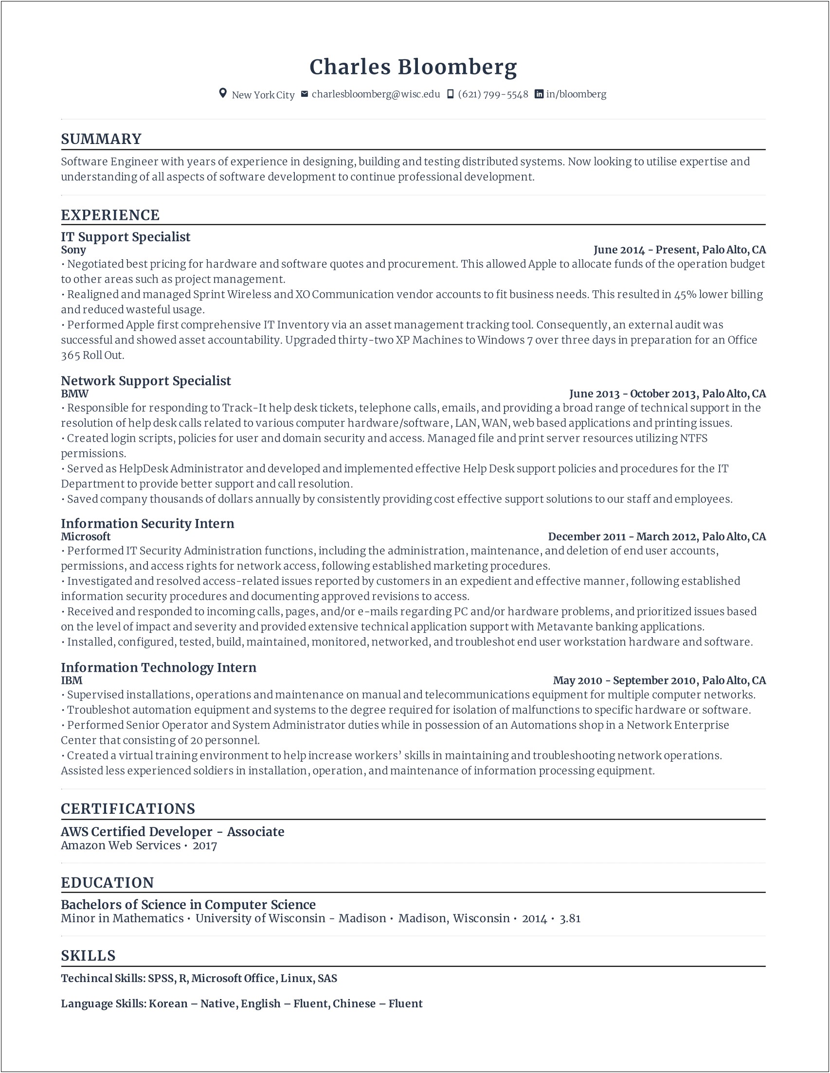 Resume Summary Of Qualifications Director Of Support