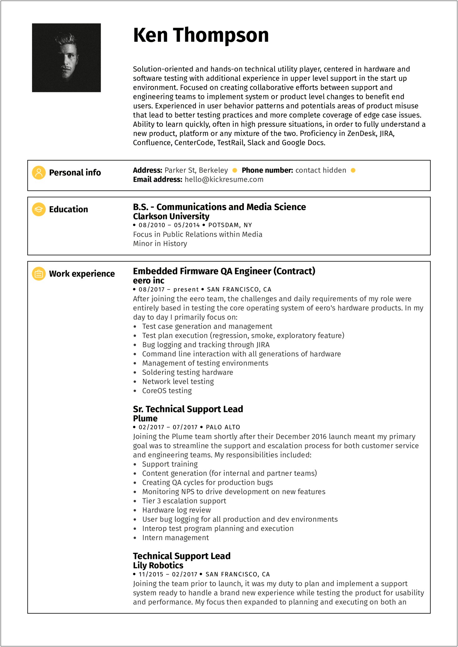 Resume Summary Of Test Engineer