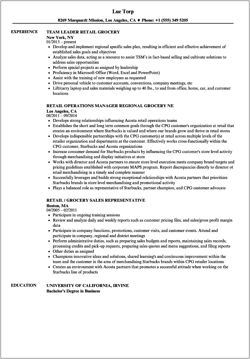 Resume Summary Skills Examples For Grocery