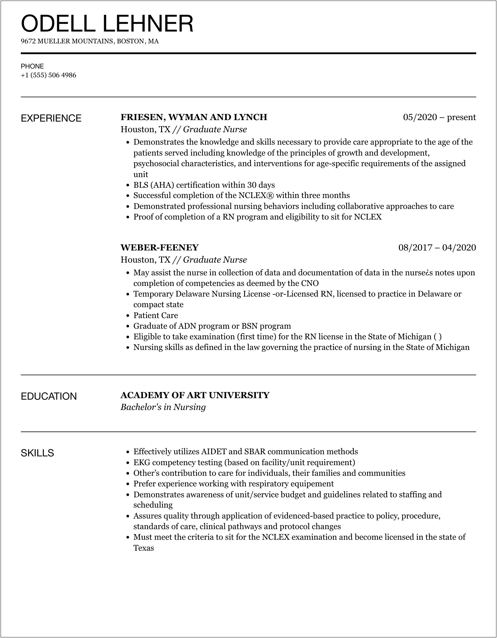 Resume Summary Statement For Nurse Residency Program