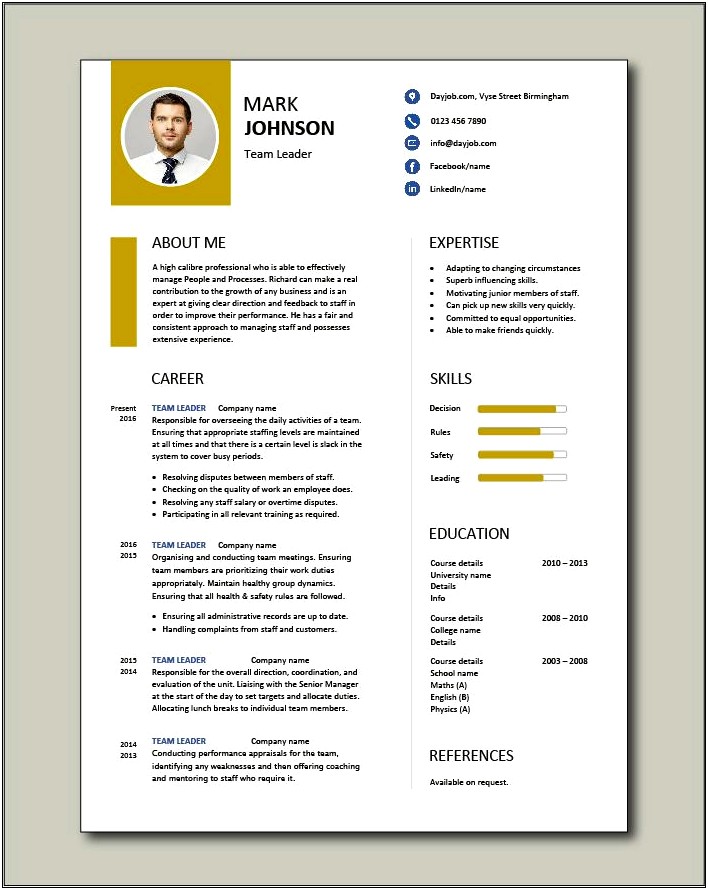 Resume Summary Statement To Show Leadership Skills