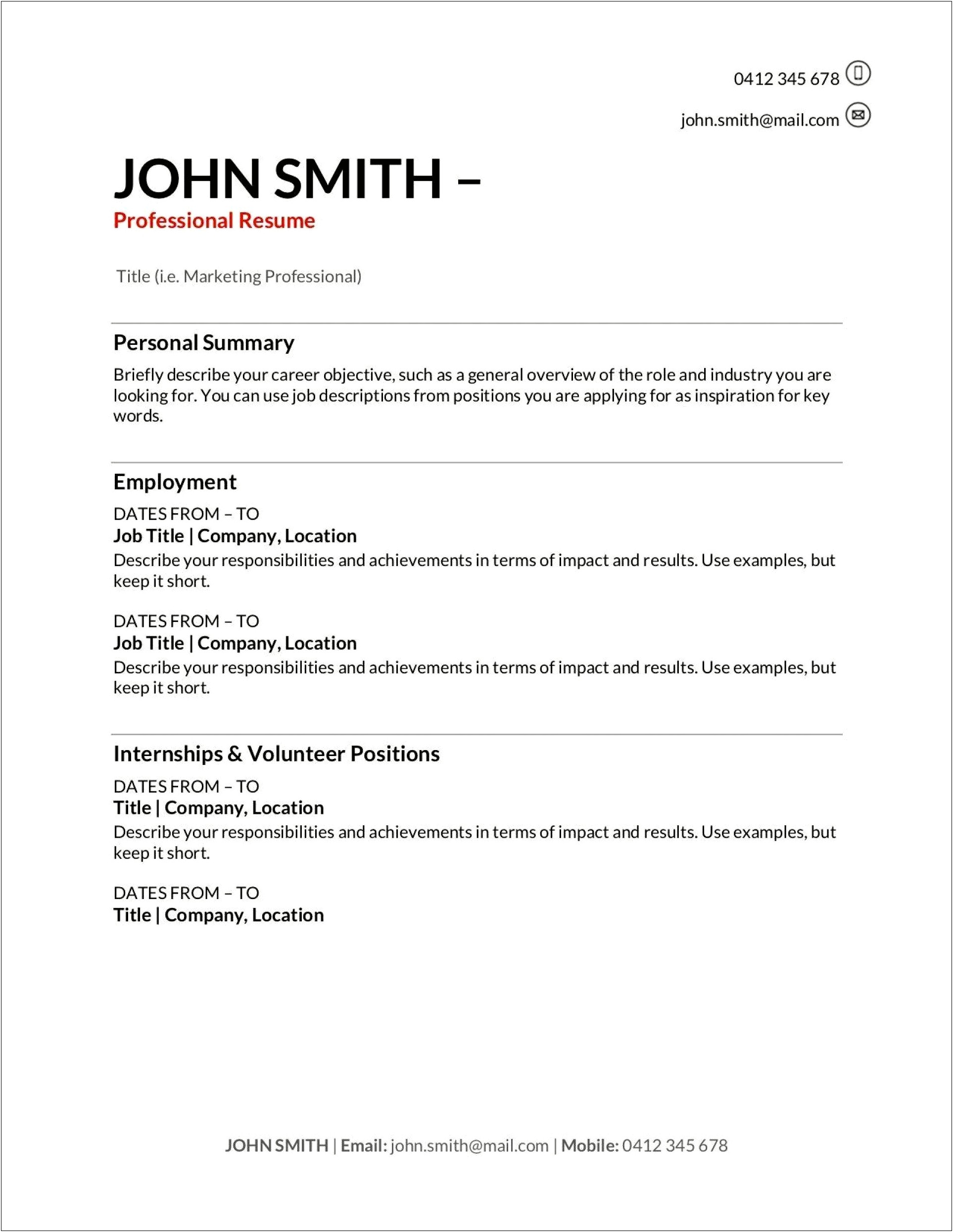 Resume Summary With No Experience Examples