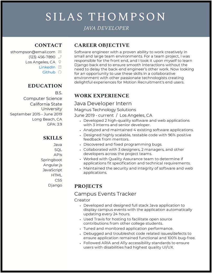 Resume Template Cal State Long Beach