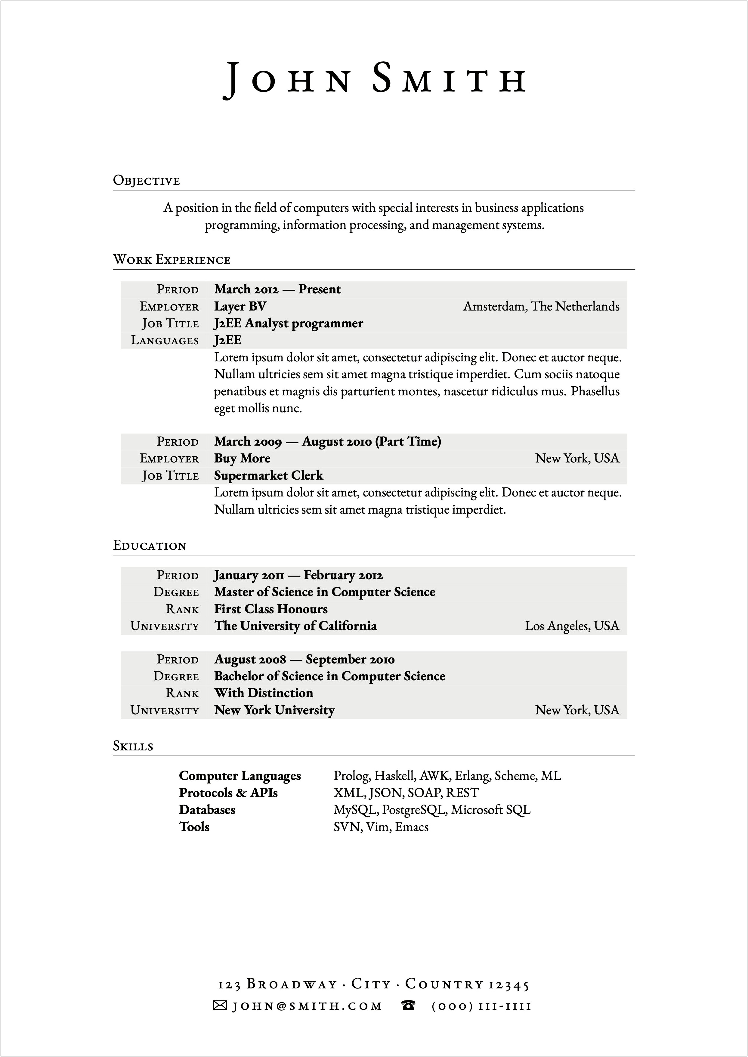 Resume Template Examples For Highschool Students