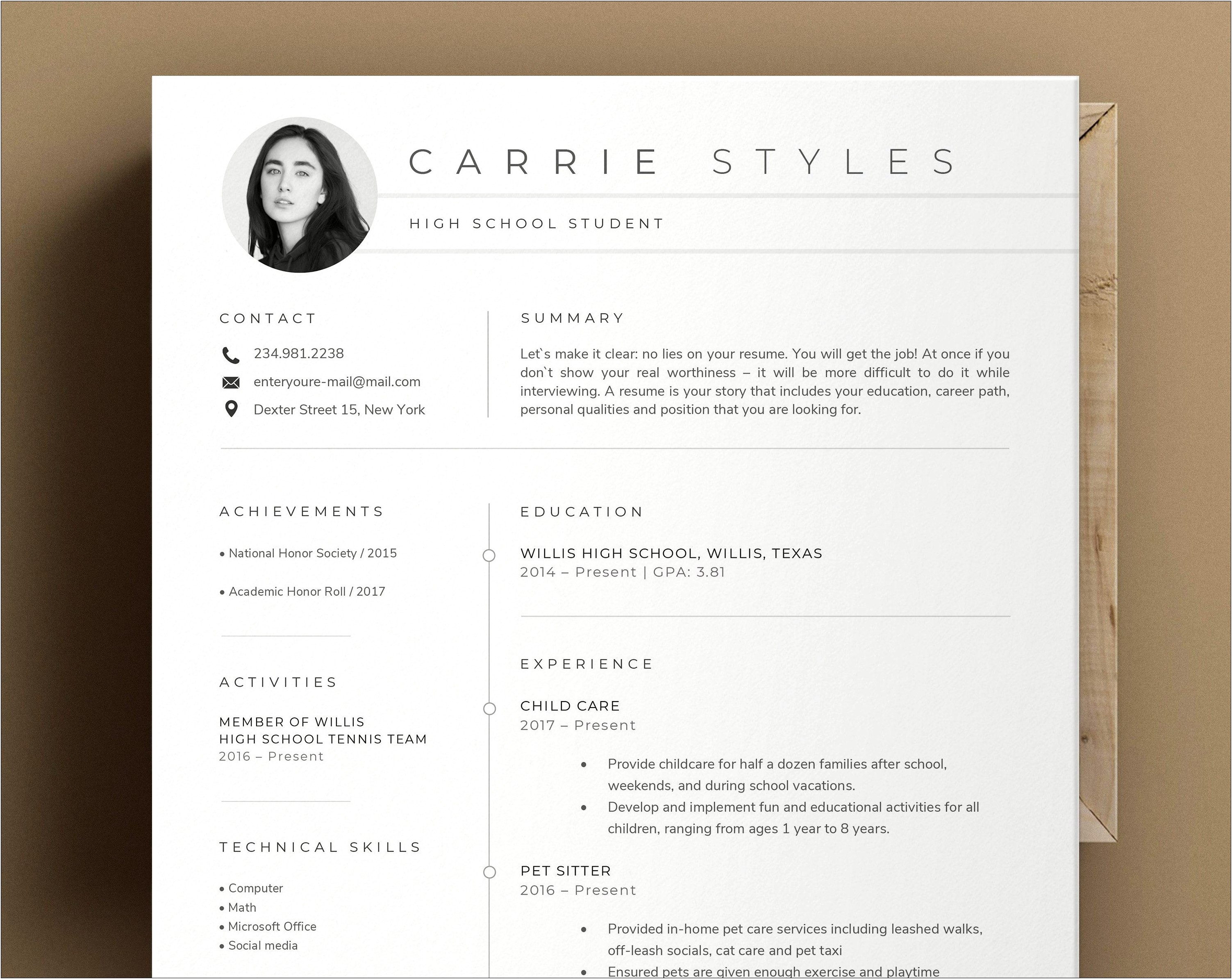 Resume Template First Job No Experience