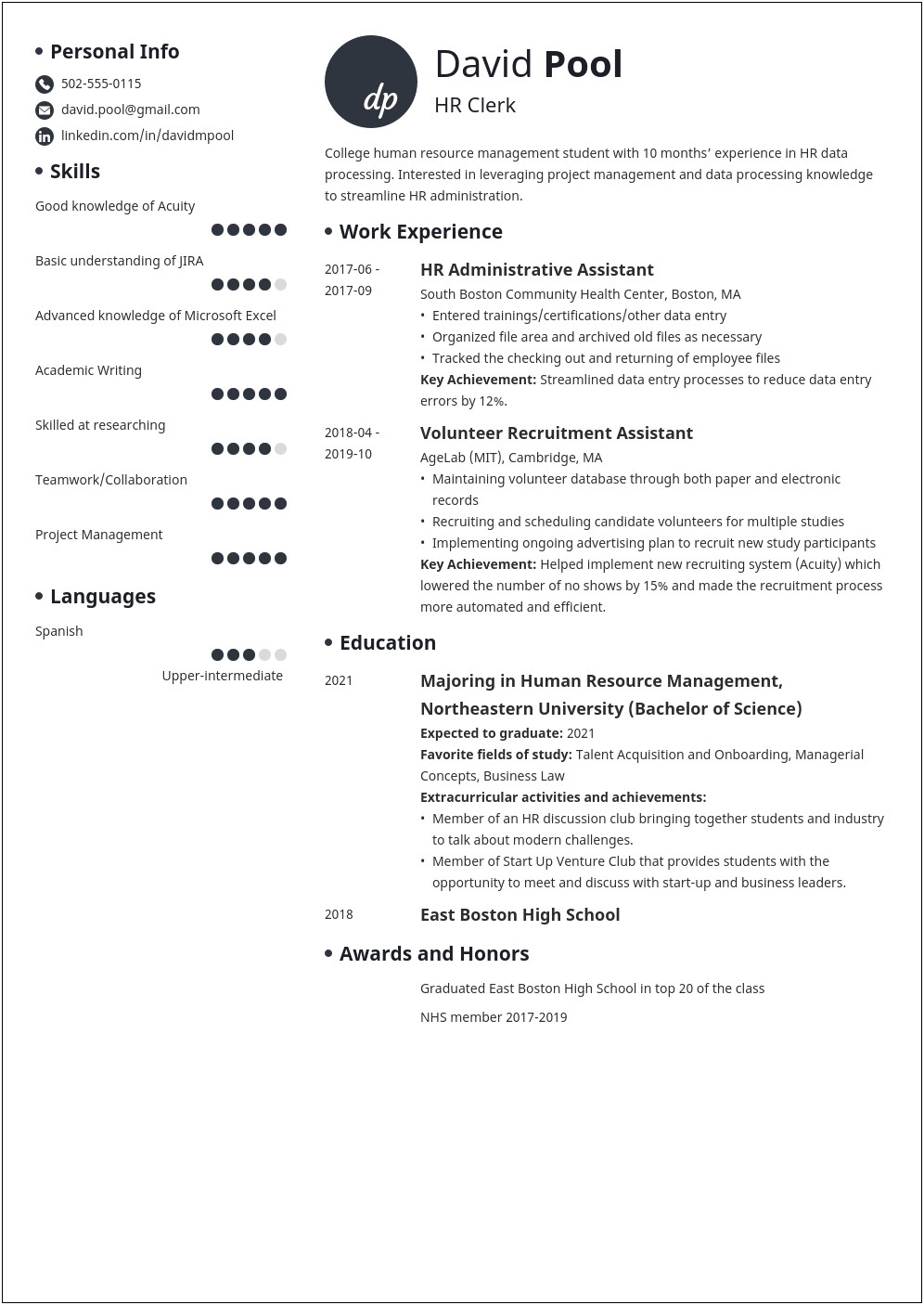 Resume Template For Freshman College Student