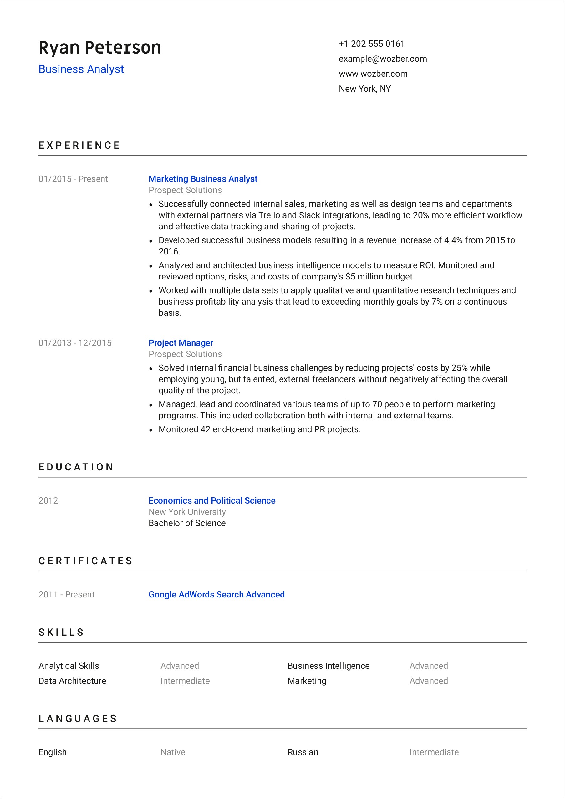 Resume Template For Lack Of Experience