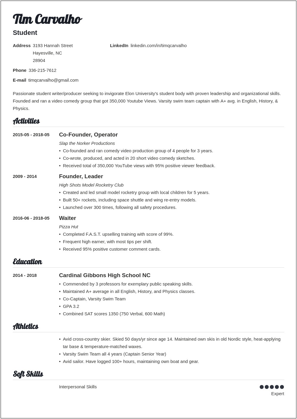 Resume Template For Letter Of Recommendation
