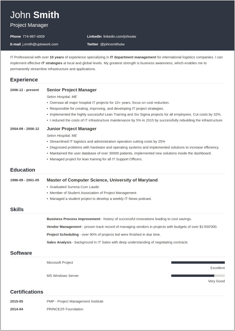 Resume Template For Maximum Space Utilization