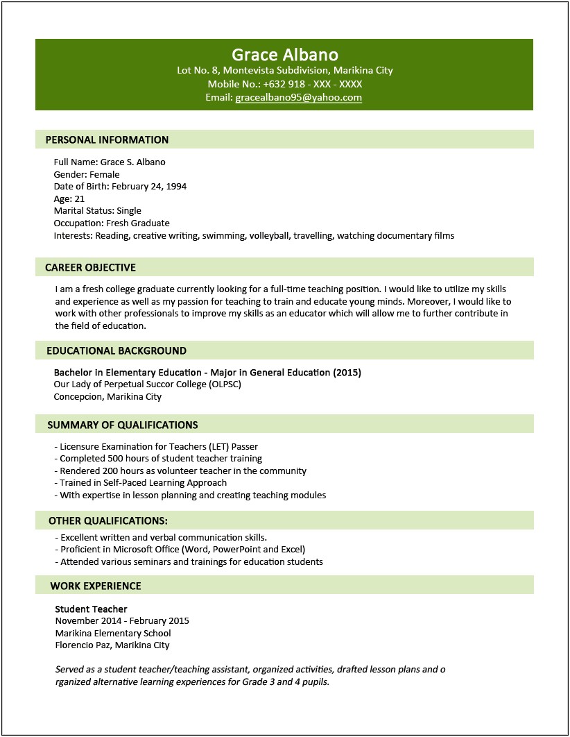 Resume Template For Multiple Positions Single Company