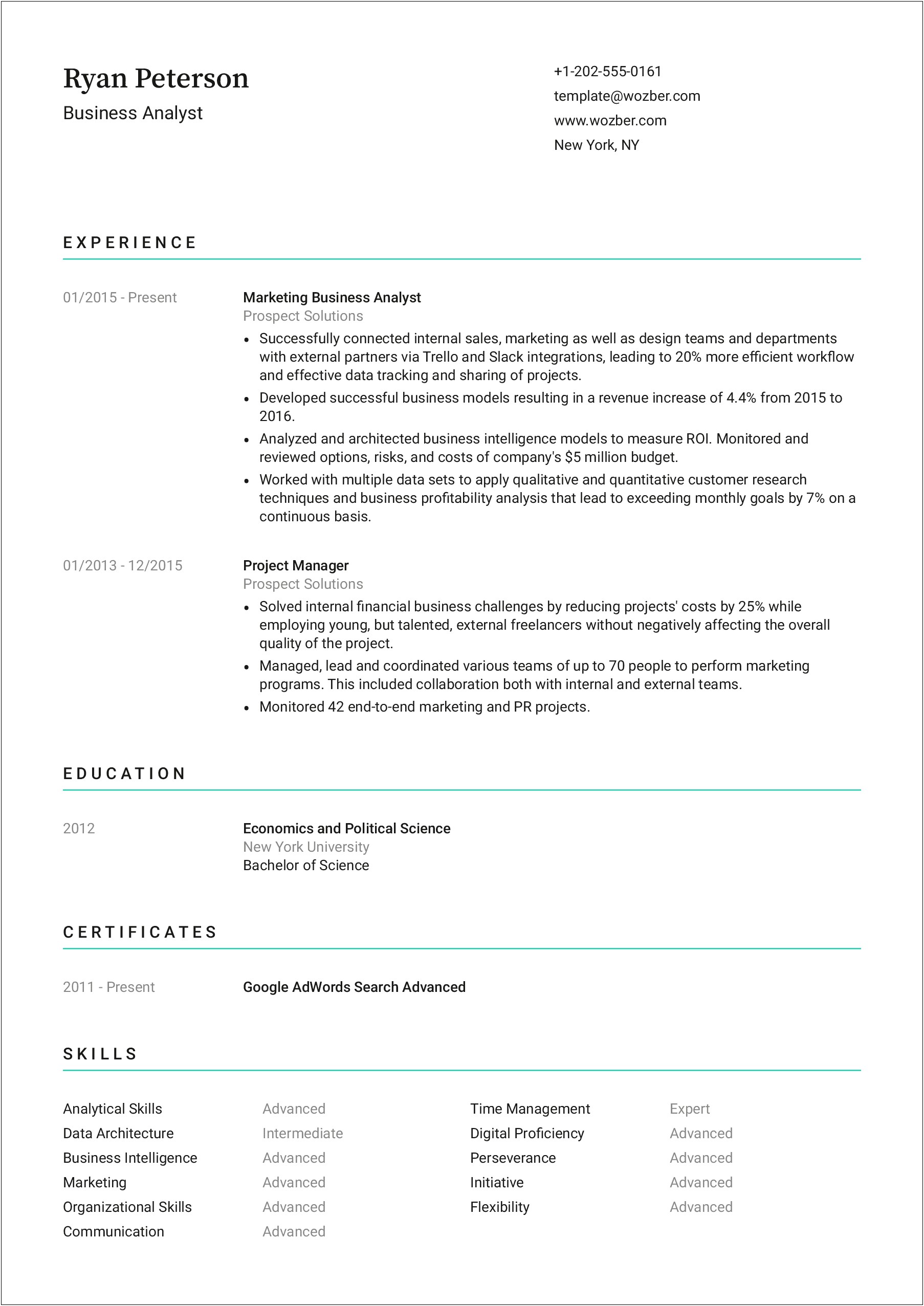 Resume Template For Person With Little Work Experience