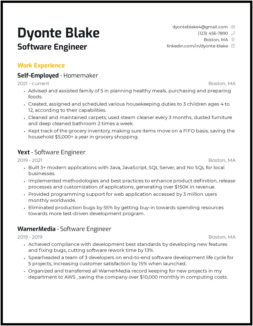 Resume Template For Re Entering The Workforce