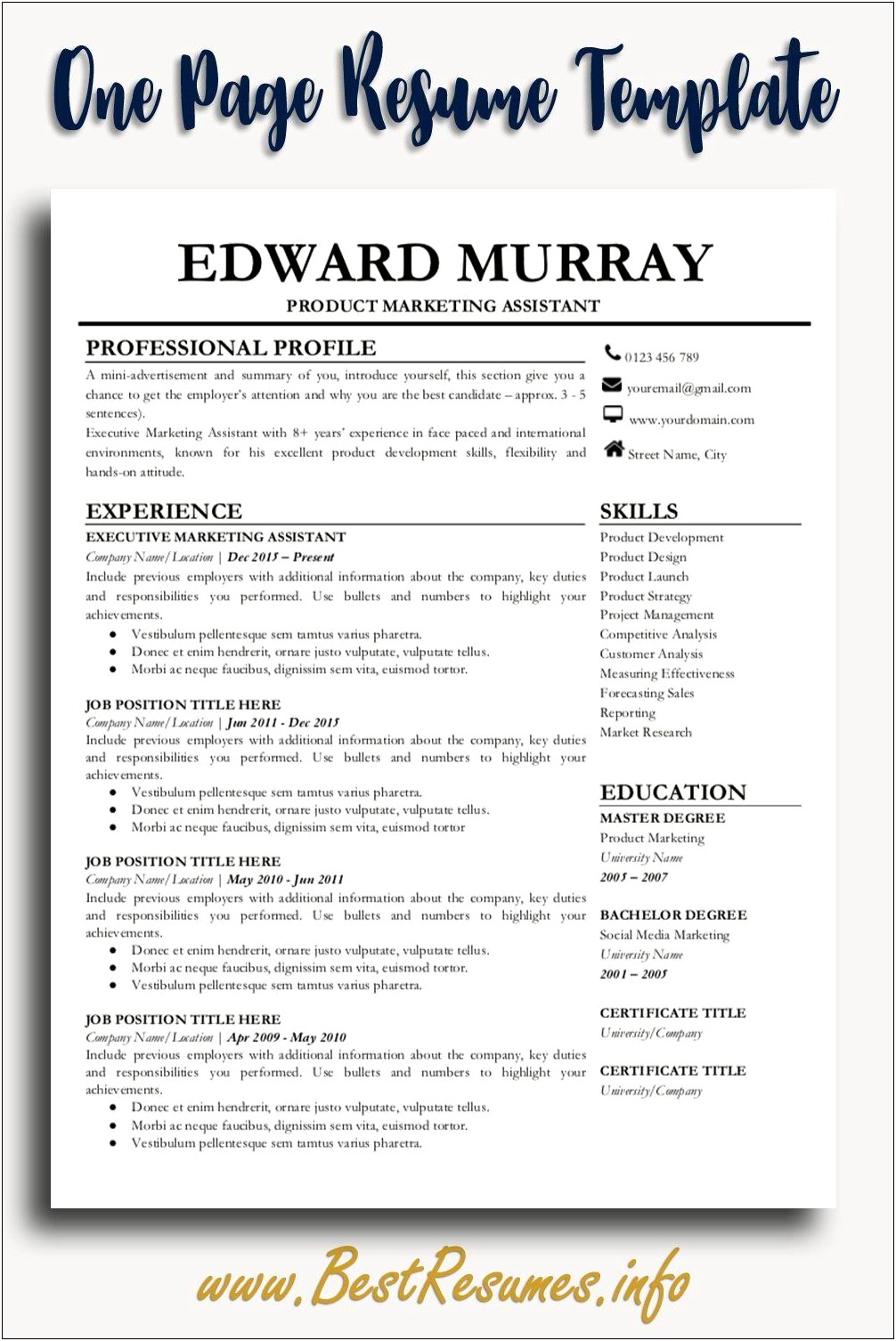 Resume Template For Same Job Different Title