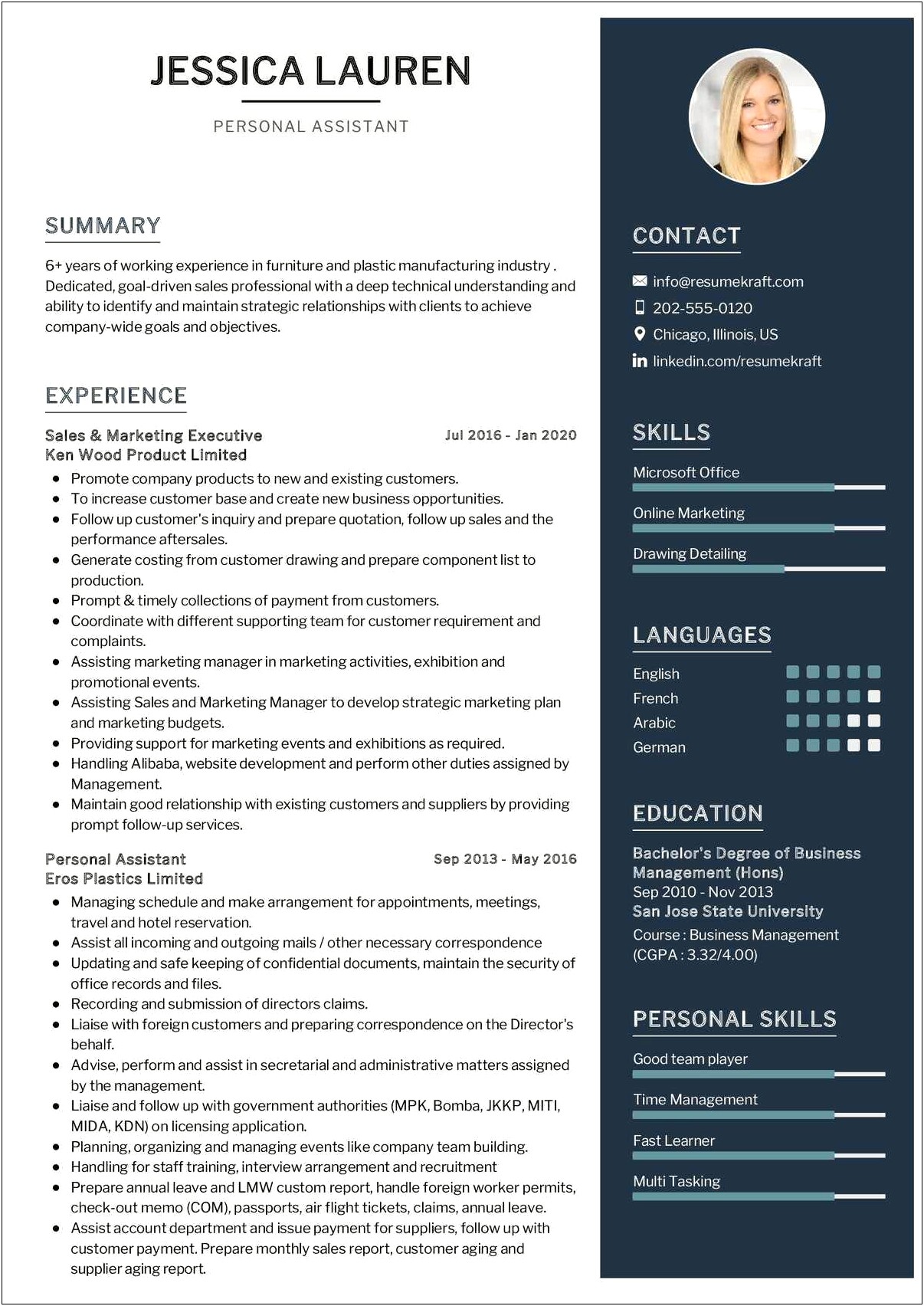 Resume Template For Secretary Or Admin Assistant