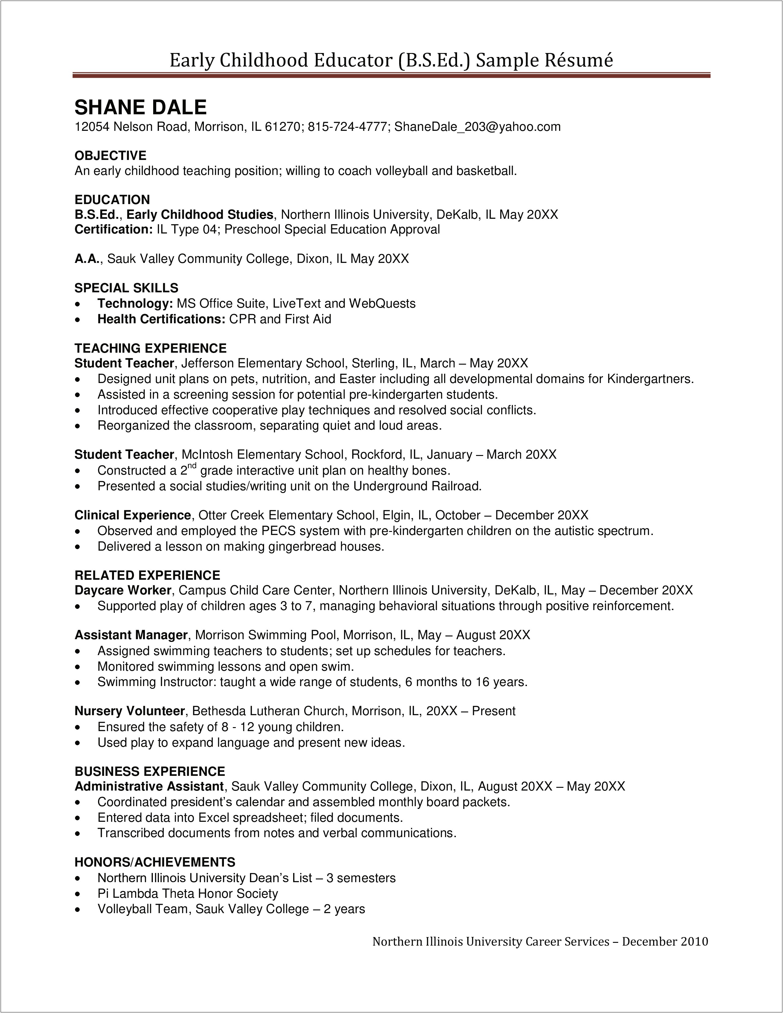 Resume Template For Teacher Assistant Position