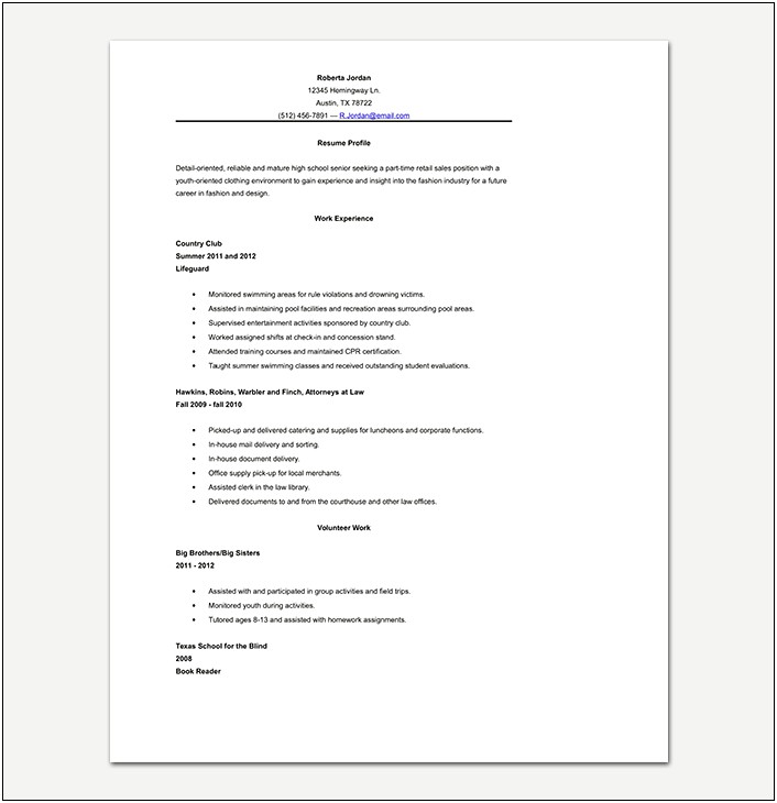 Resume Template Microsoft Word For Students