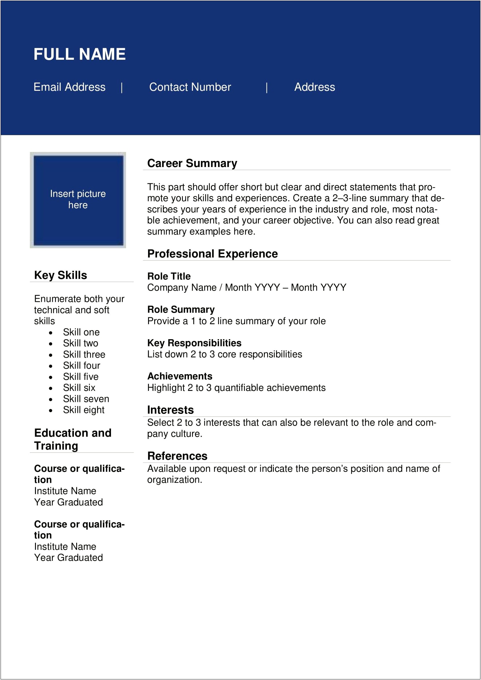 Resume Template Singapore 2018 Free Download