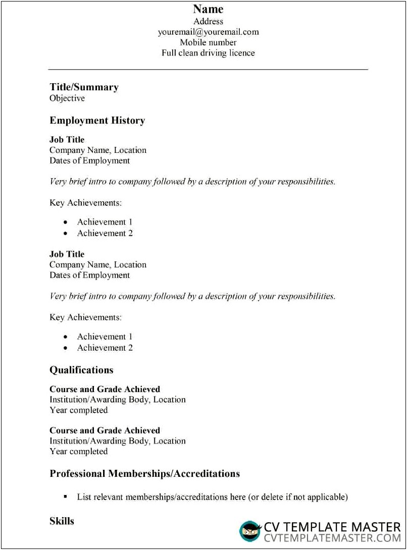 Resume Template With A Lot Of Words