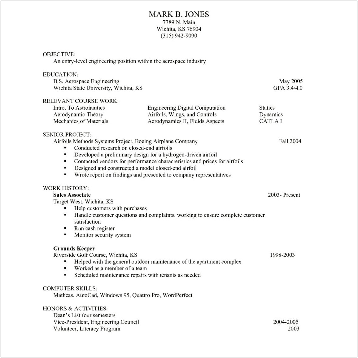 Resume Template With No Experience Example