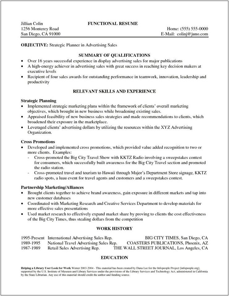 Resume Template With Qualifictions Statemnt And