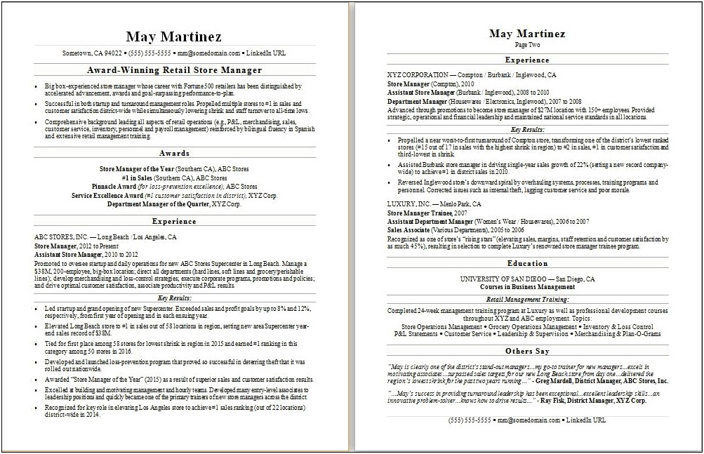 Resume Template With Results In Margin