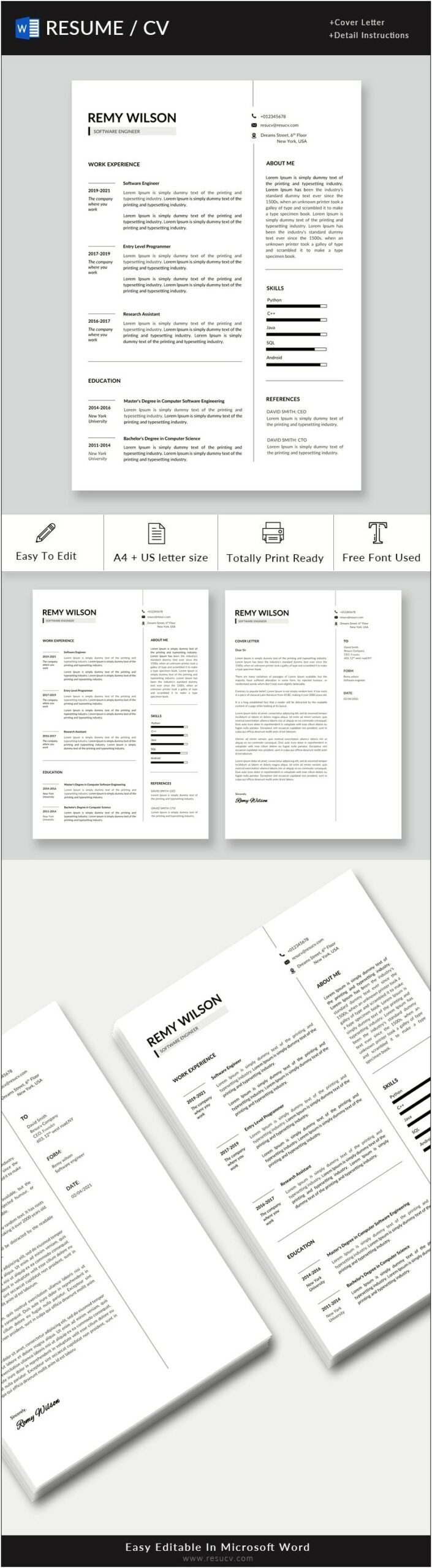 Resume Template Word For Engineer