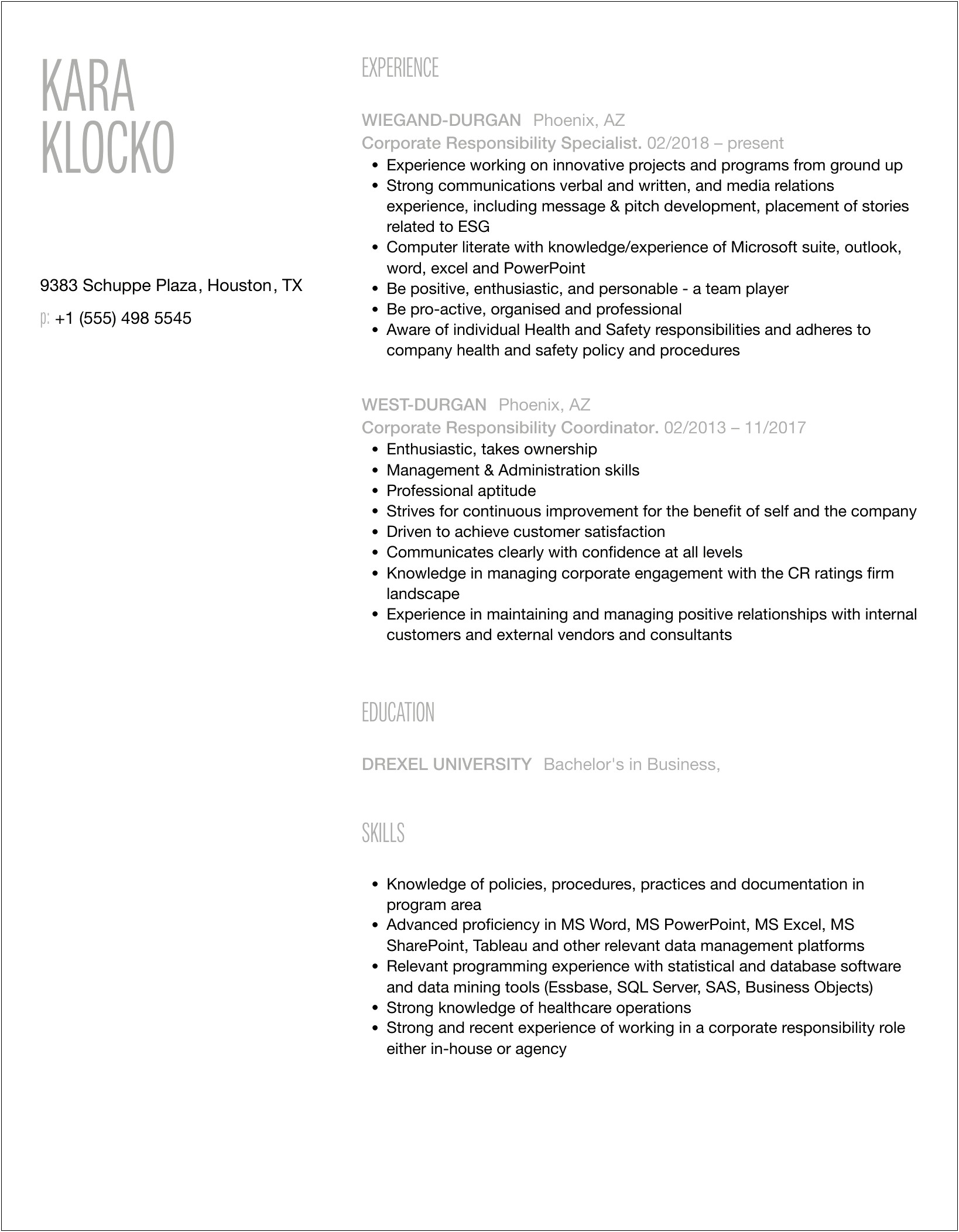 Resume Templates And Micro Soft And Csr